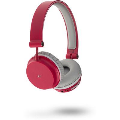 Red metro over-ear bluetooth headphones